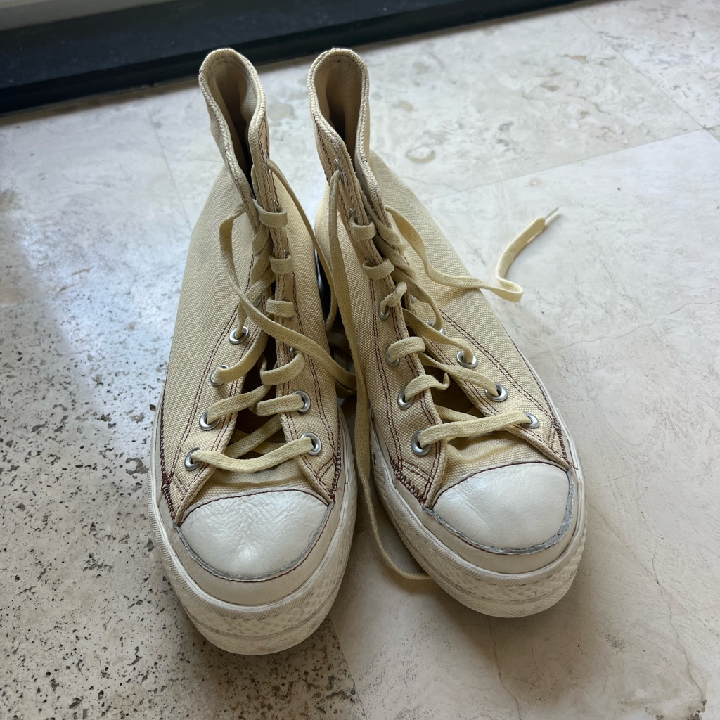 Pastel Yellow And White Converse All Star Platforms